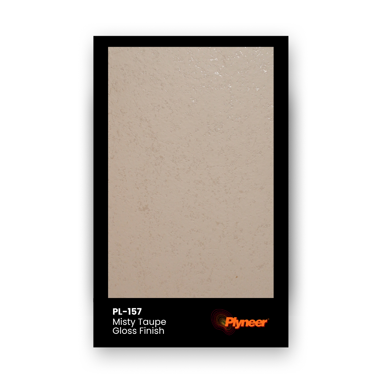PL-157 Misty Taupe laminate with glossy soft beige-grey finish by Plyneer.