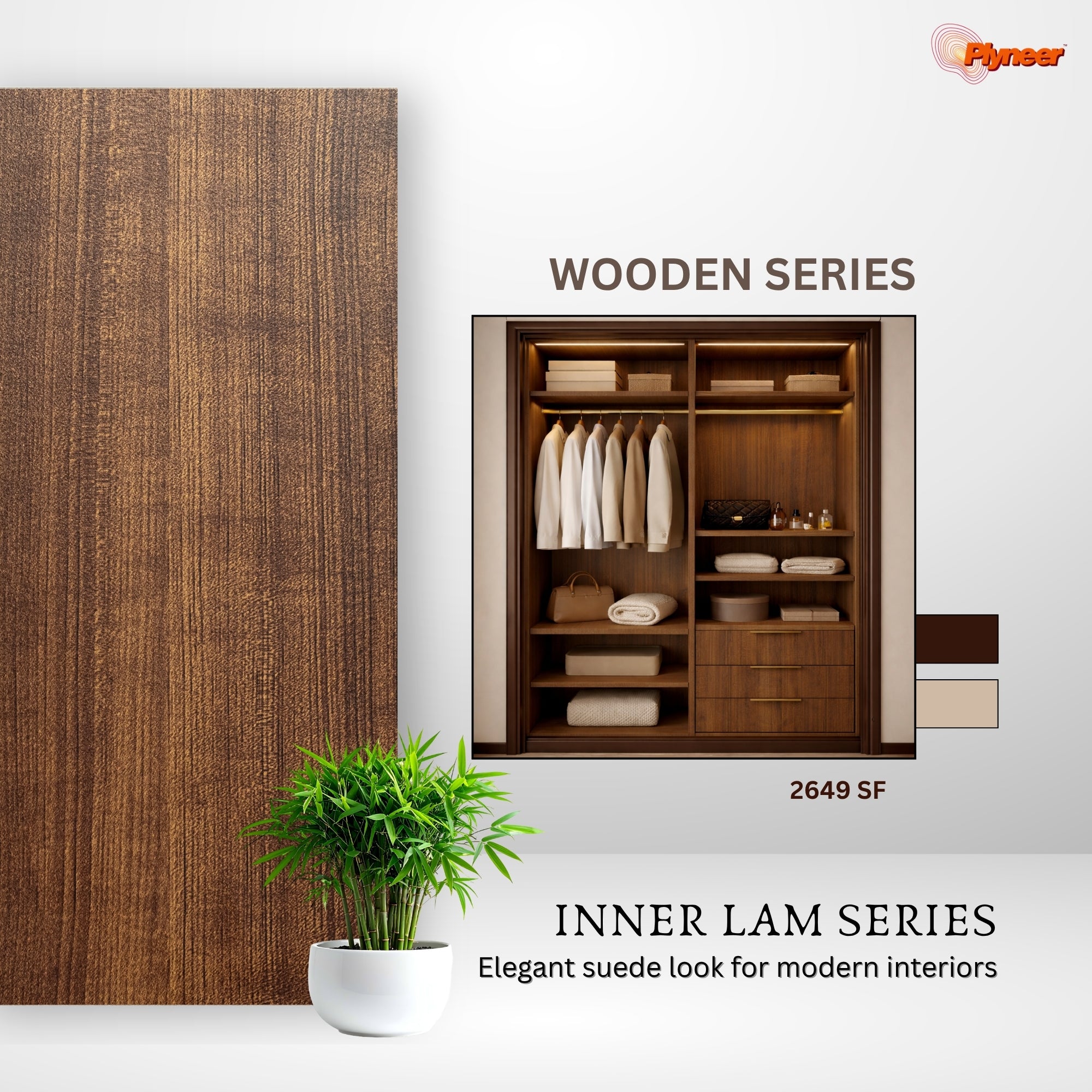 Plyneers Wood Laminate 2649 SF Pine Walnut