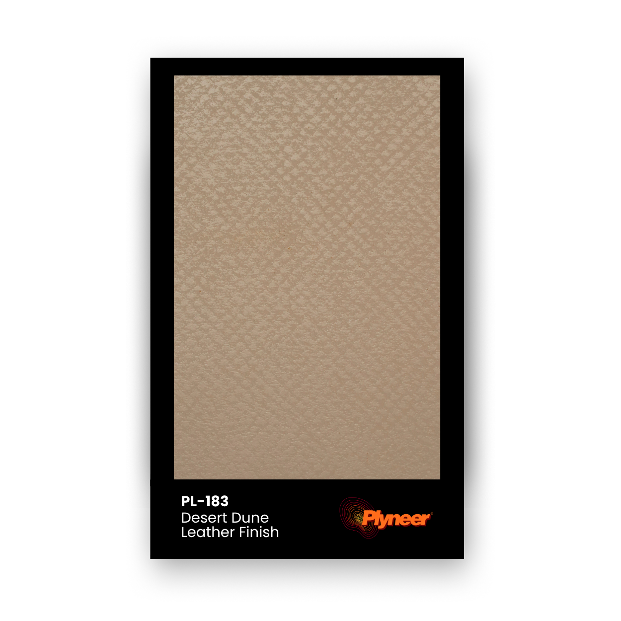 PL-183 Desert Dune laminate with warm beige leather-textured matte surface by Plyneer.