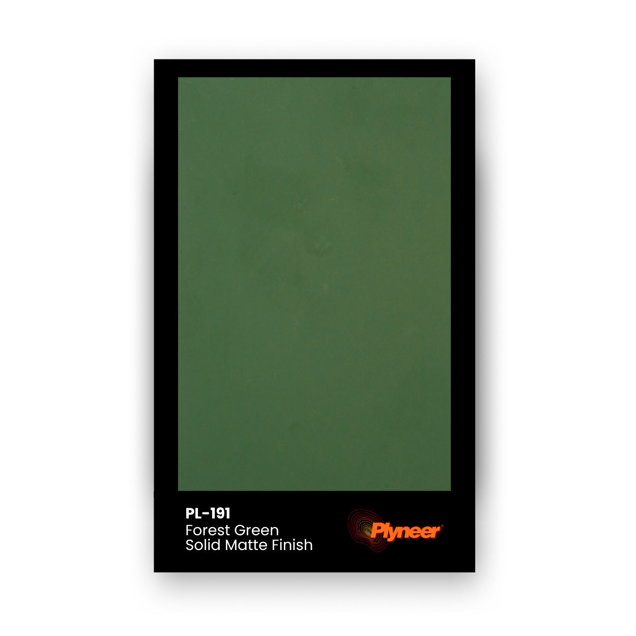 PL-191 Forest Green Matte laminate with rich solid green tone and smooth matte finish by Plyneer.