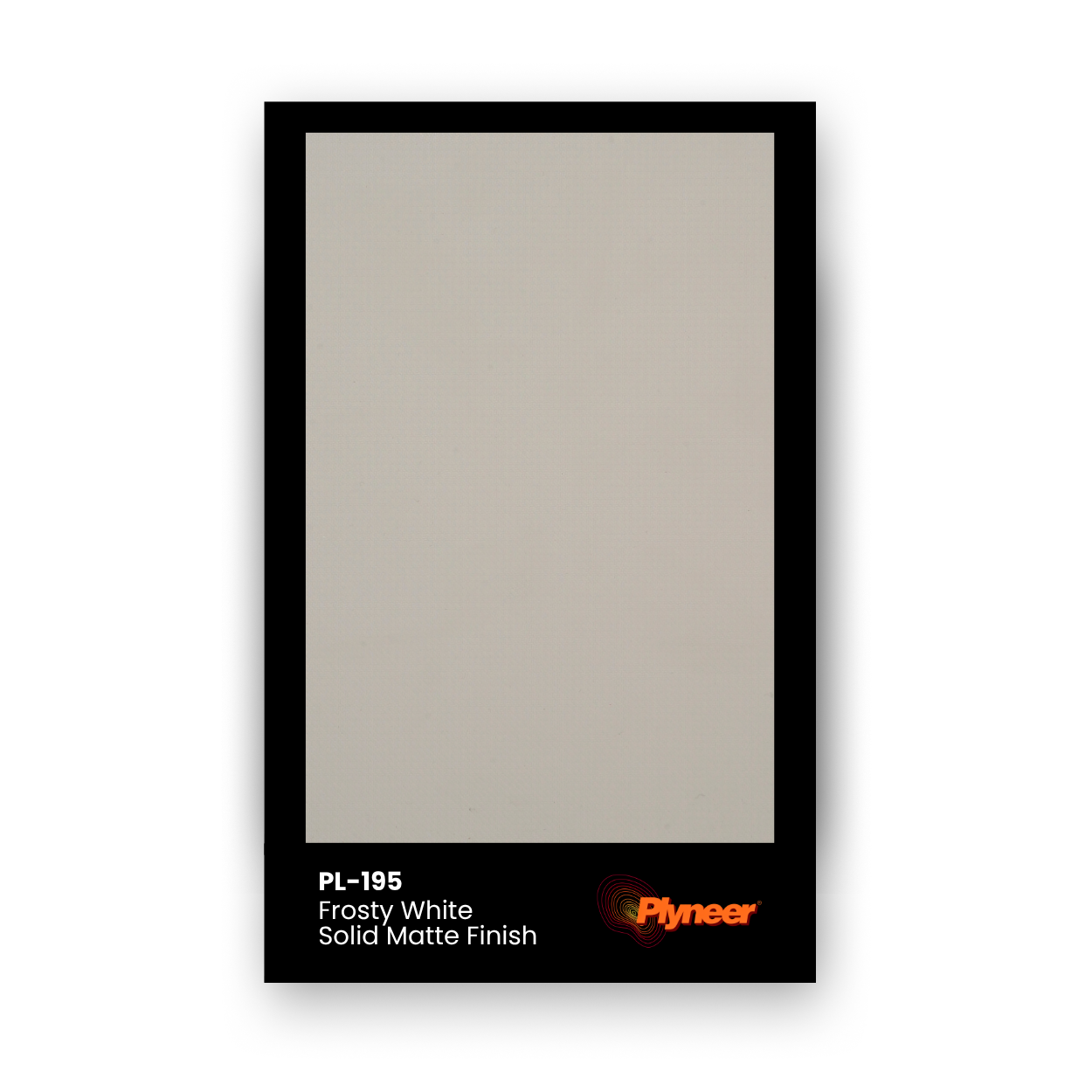 PL-195 Frosty White Matte laminate featuring a clean, soft white tone with a smooth matte surface by Plyneer.