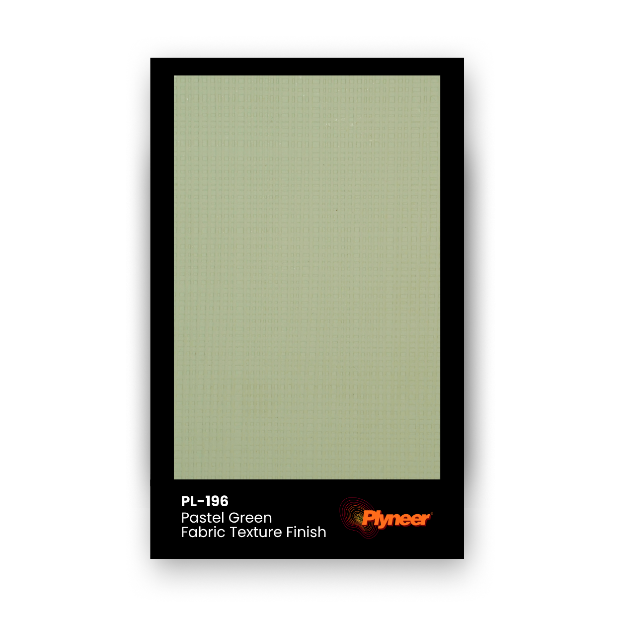 PL-196 Pastel Green Fabric Texture laminate featuring a light green tone and woven textile-inspired finish by Plyneer.
