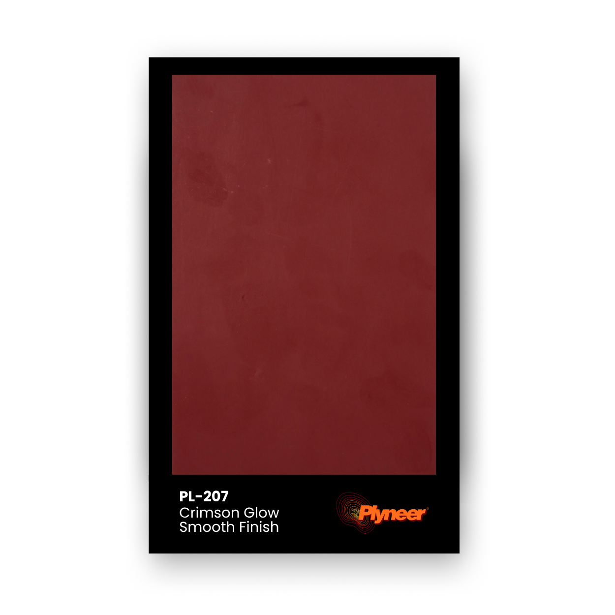 PL-207 Crimson Glow laminate with smooth red surface and glossy finish, perfect for bold and luxurious interiors by Plyneer.