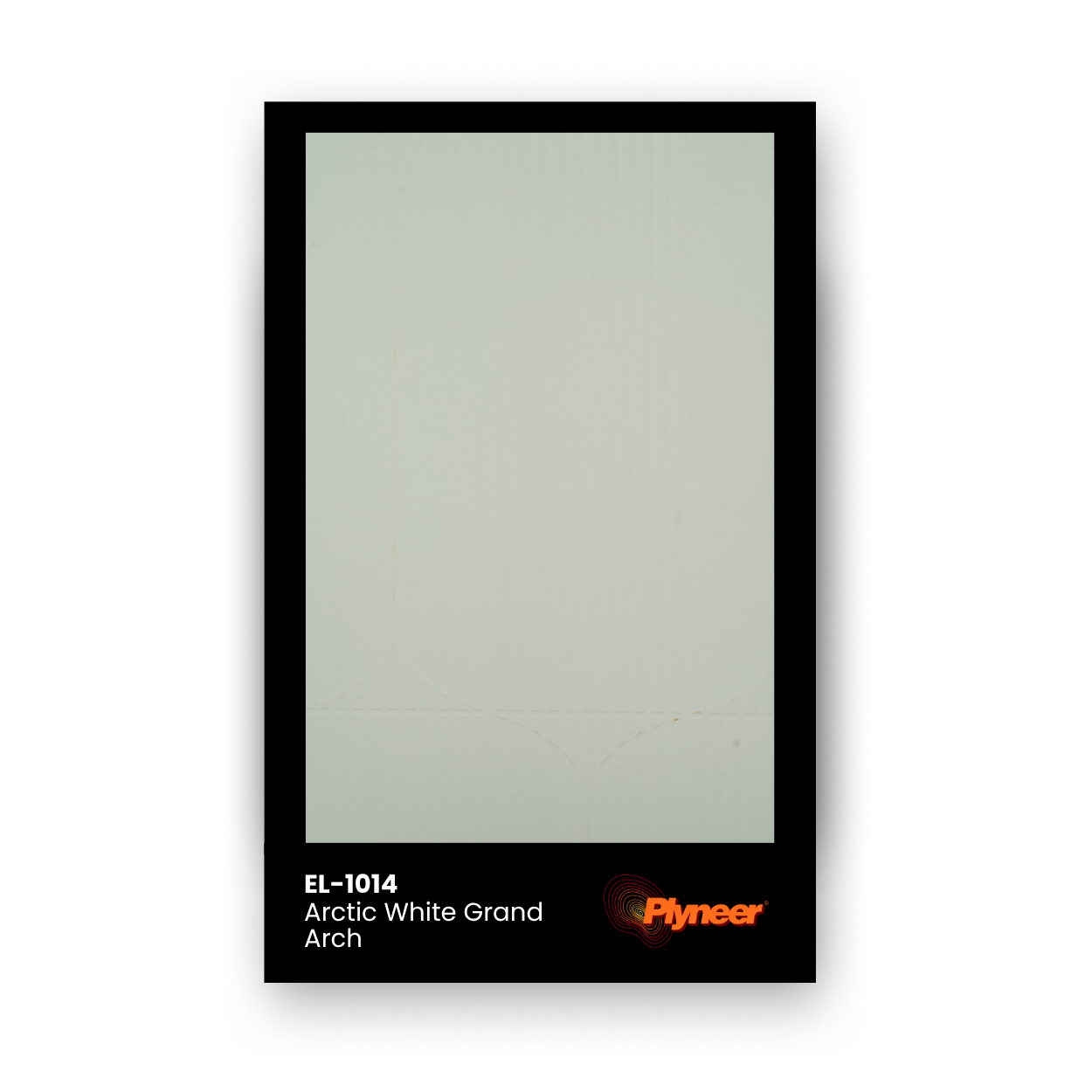 Plyneer EL-1014 arctic white laminate with embossed vertical grooves and arch design from the Elite Lite series.