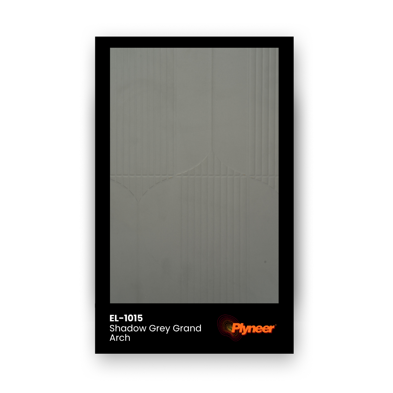 Plyneer EL-1015 shadow grey laminate with embossed vertical grooves and arch pattern from the Elite Lite series.
