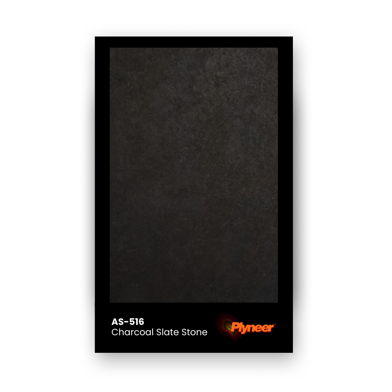 AS-516 charcoal slate laminate with matte stone texture and natural mineral pattern by Plyneer.
