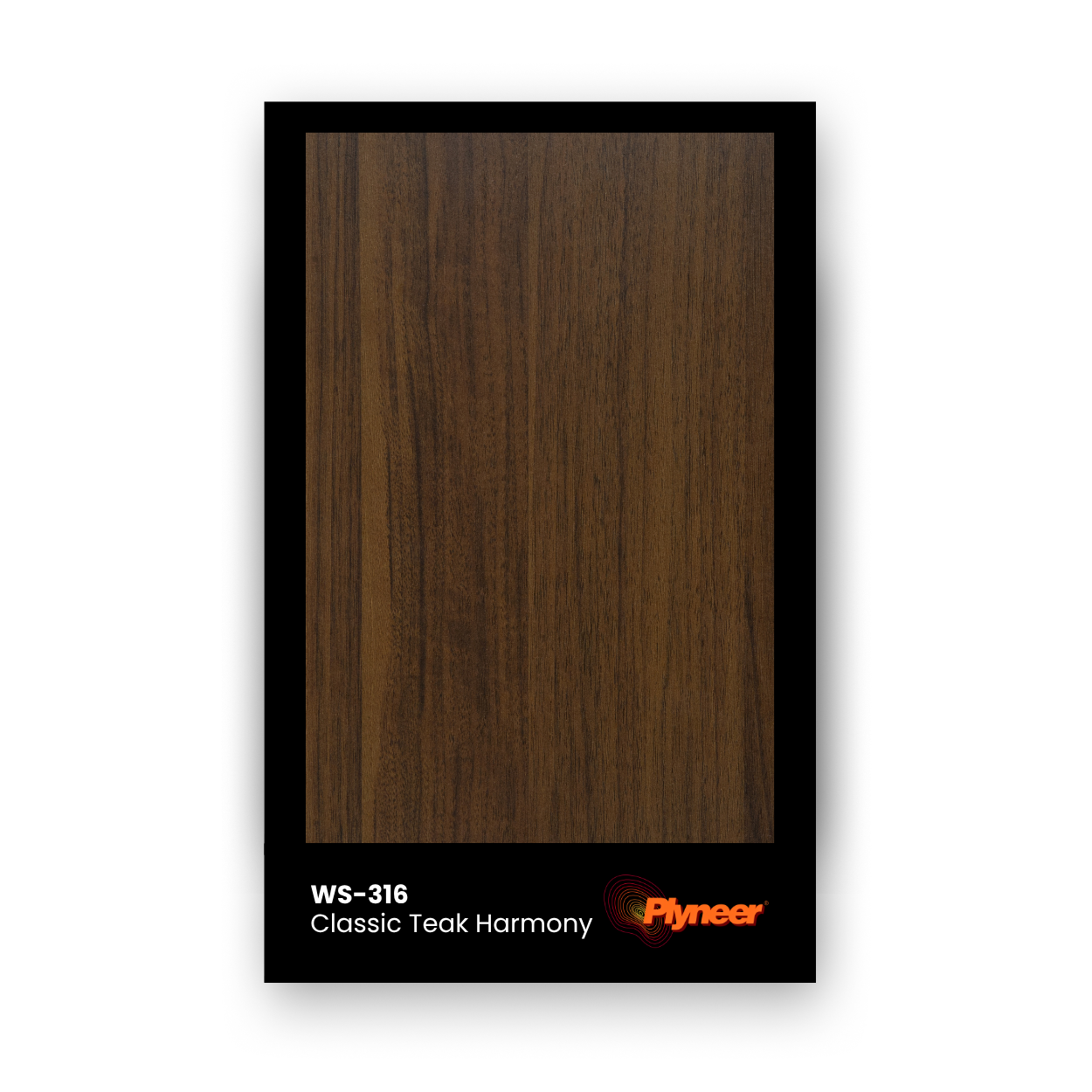 Plyneer WS-316 teak brown laminate with straight-grain wood texture.