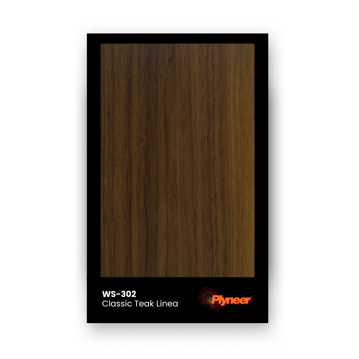 Plyneer WS-302 teak woodgrain laminate with fine linear texture for modern interiors.