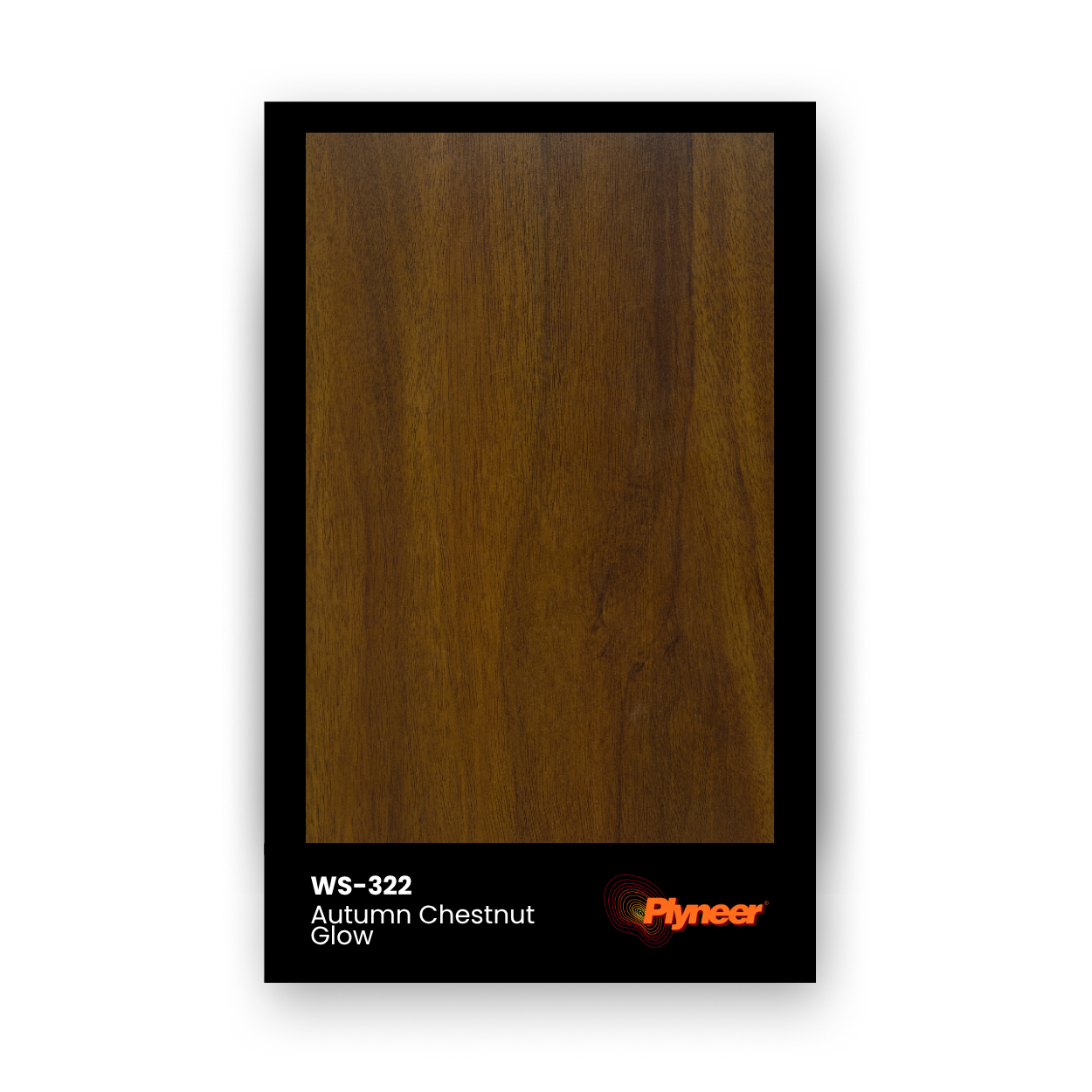 Plyneer WS-322 chestnut wood laminate with warm brown grain and matte finish.