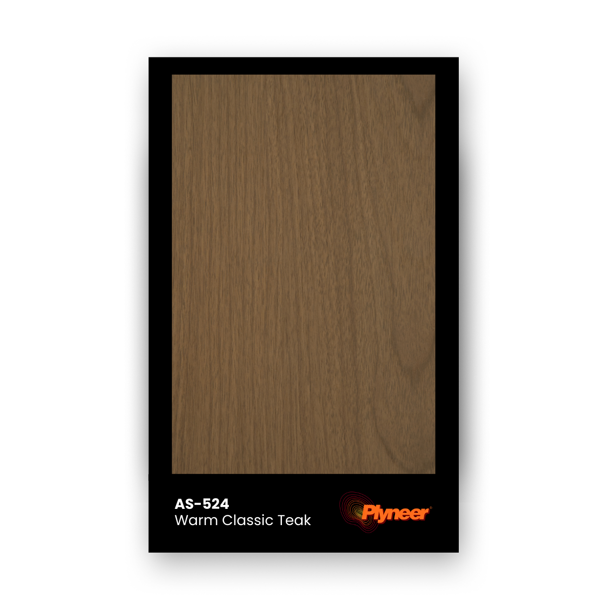 AS-524 teak woodgrain laminate with warm brown tone and smooth matte texture.