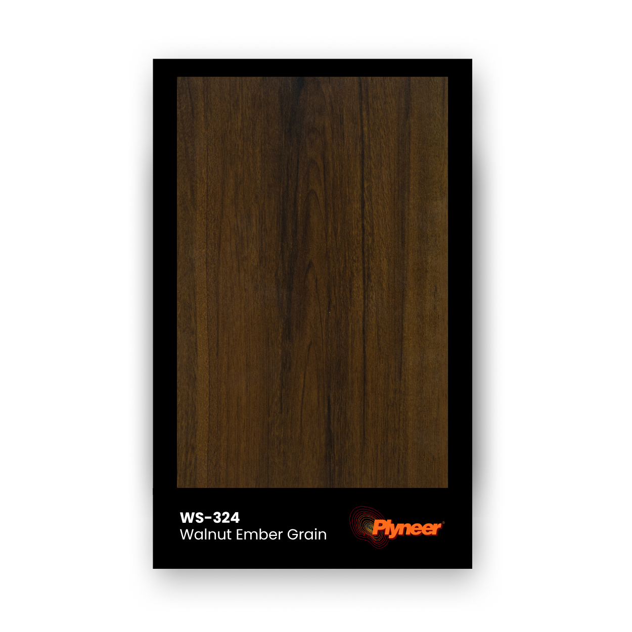 Plyneer WS-324 walnut laminate with rich brown grain and smooth matte texture.
