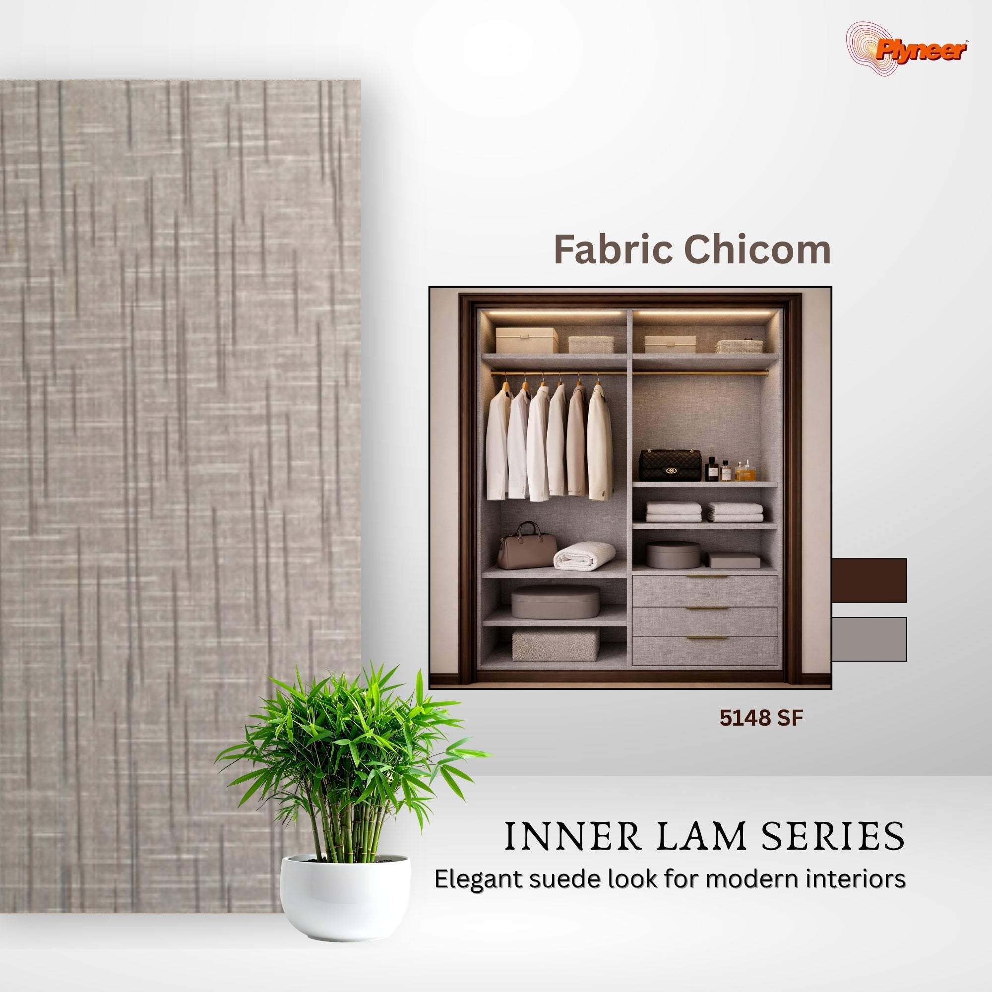 Plyneer Fabric Laminate 5148 SF Silver Sheen – Sleek & Durable Finish
