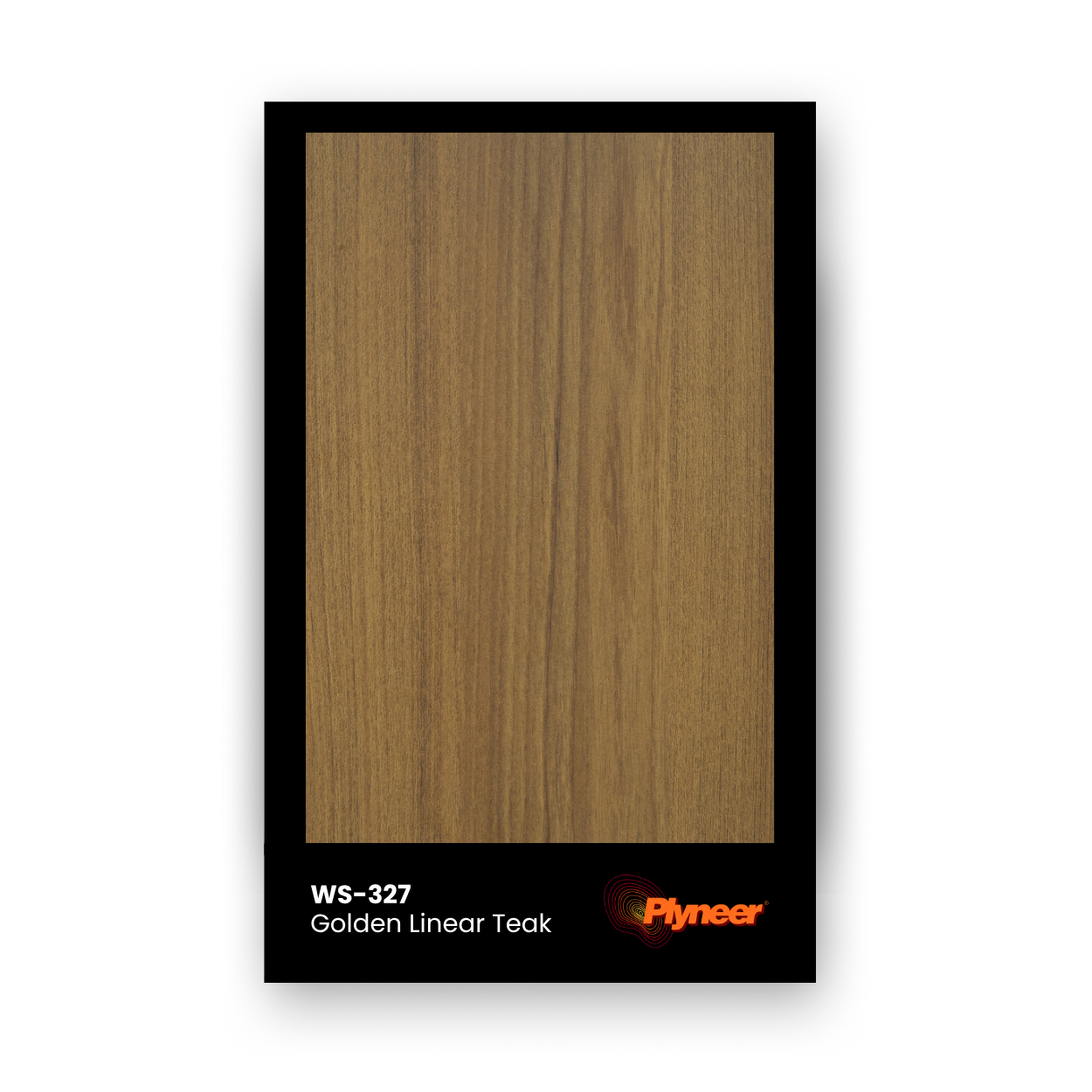 Plyneer WS-327 golden teak laminate with straight fine grains and smooth matte finish.