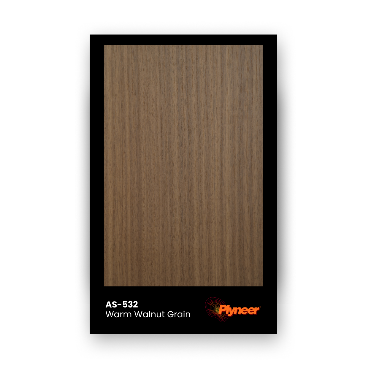 AS-532 walnut wood grain laminate with warm brown tone and vertical texture.