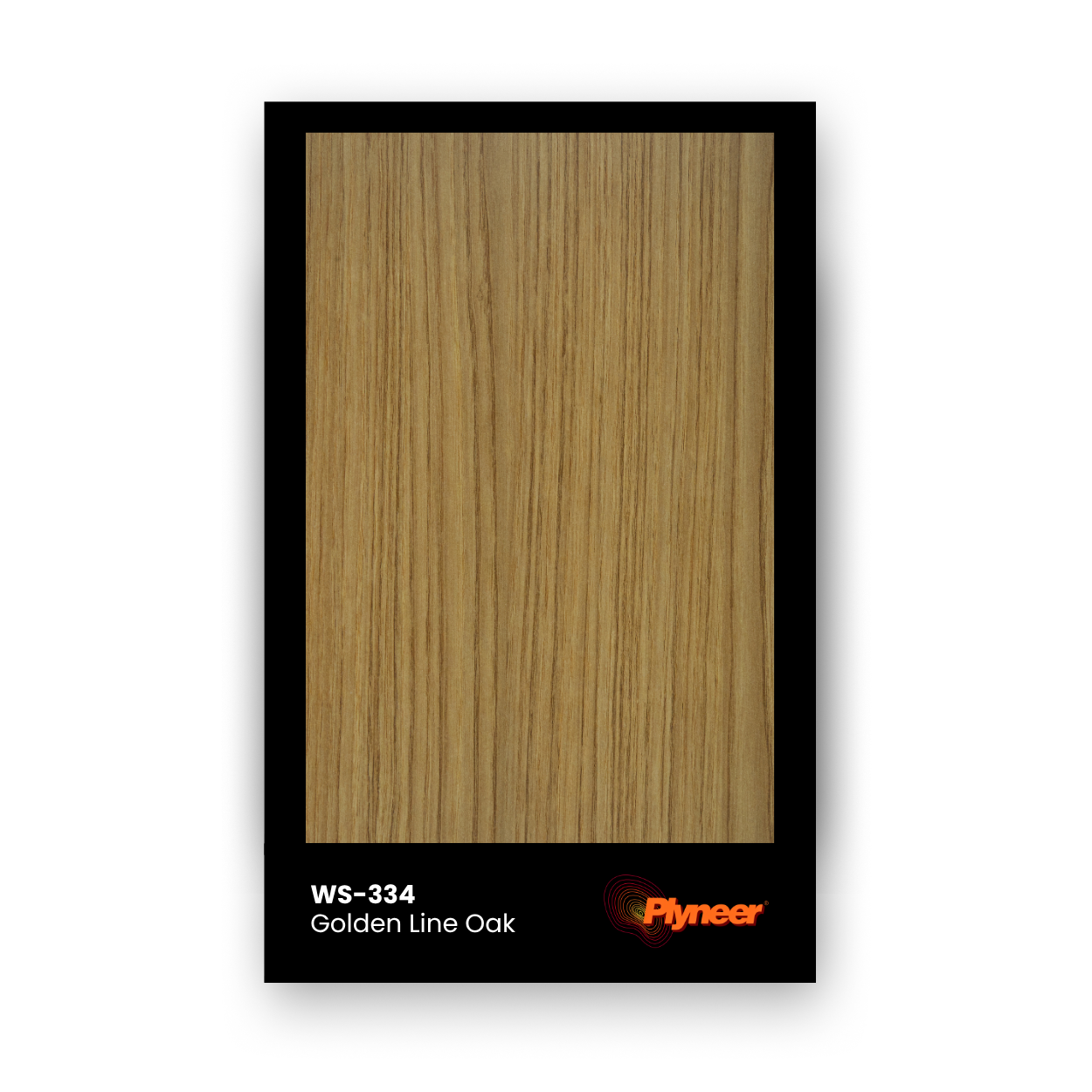 Plyneer WS-334 golden oak laminate with fine vertical grain and smooth matte texture.
