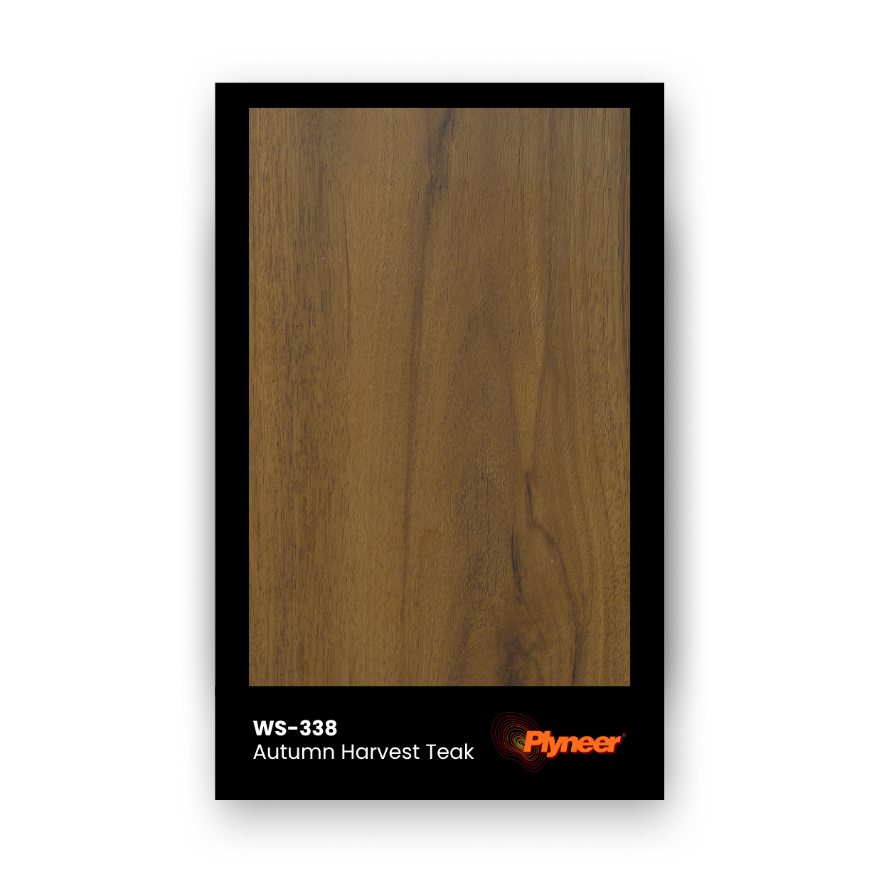 Plyneer WS-338 laminate with warm teak color and natural matte woodgrain texture.