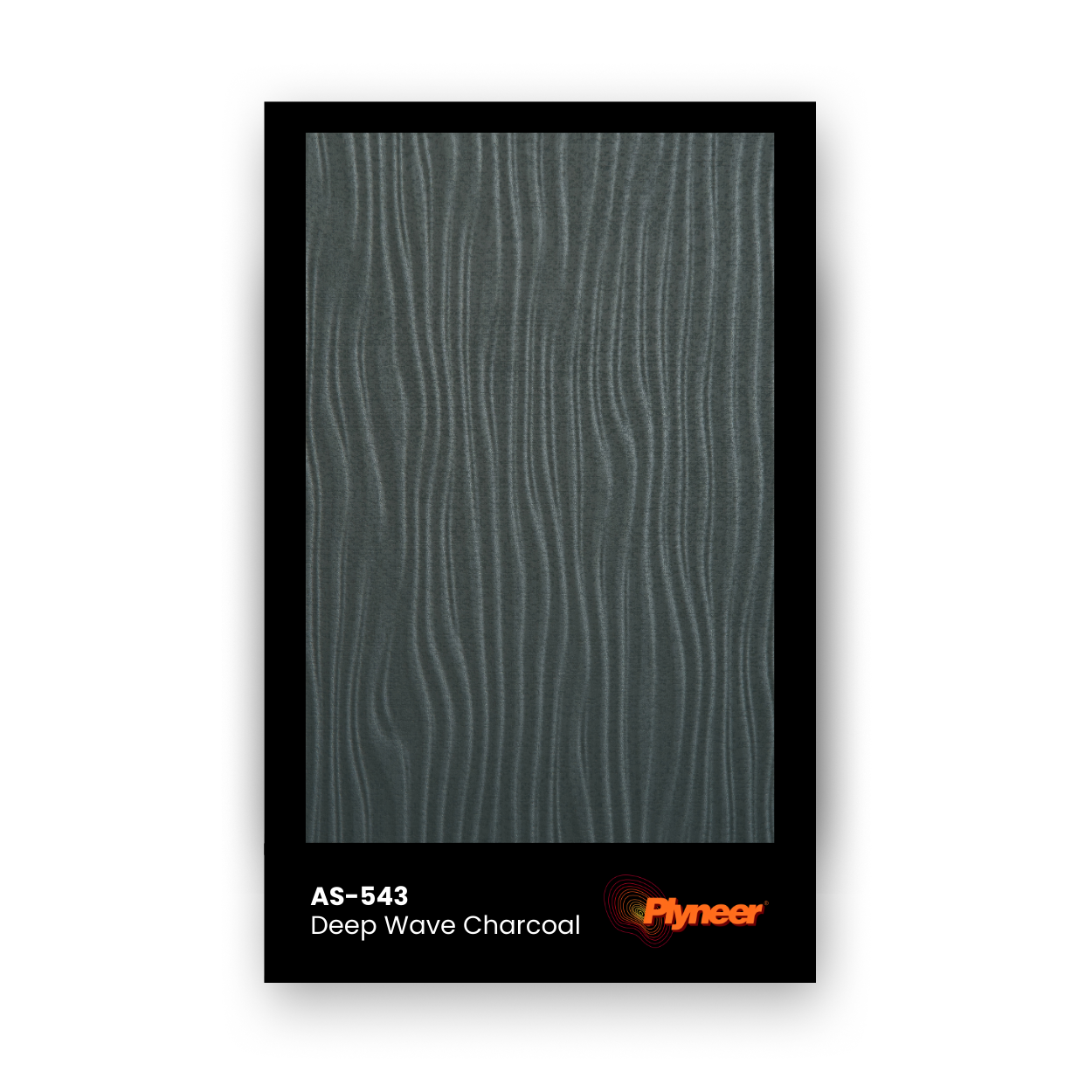 AS-543 charcoal ripple-wave textured laminate sheet with deep flowing pattern.