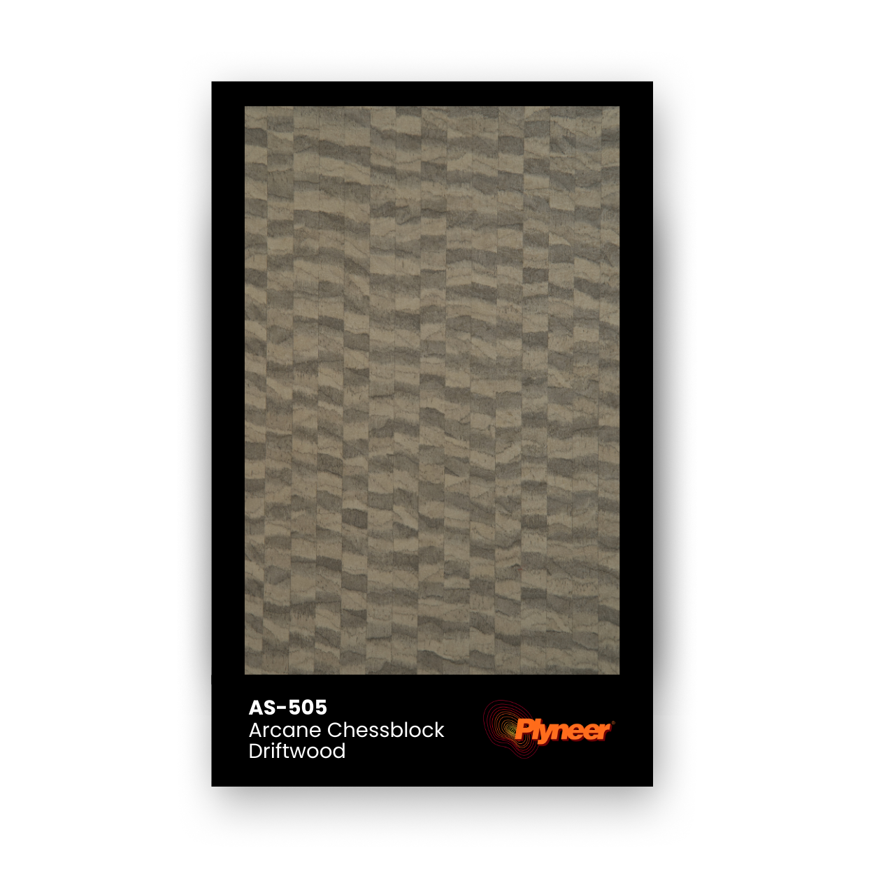 Plyneer AS-505 driftwood chessblock patterned laminate with alternating wooden textures.