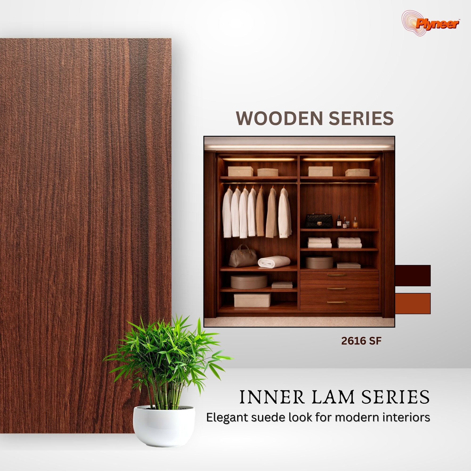 Plyneer Wood Laminate 2616 SF Brown Rafi Wood - Premium Durability
