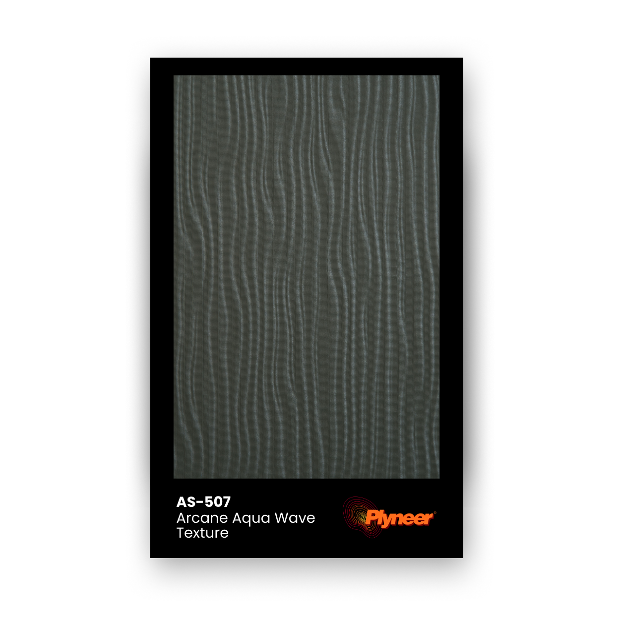 Plyneer AS-507 aqua grey laminate with flowing vertical wave texture and ripple design.