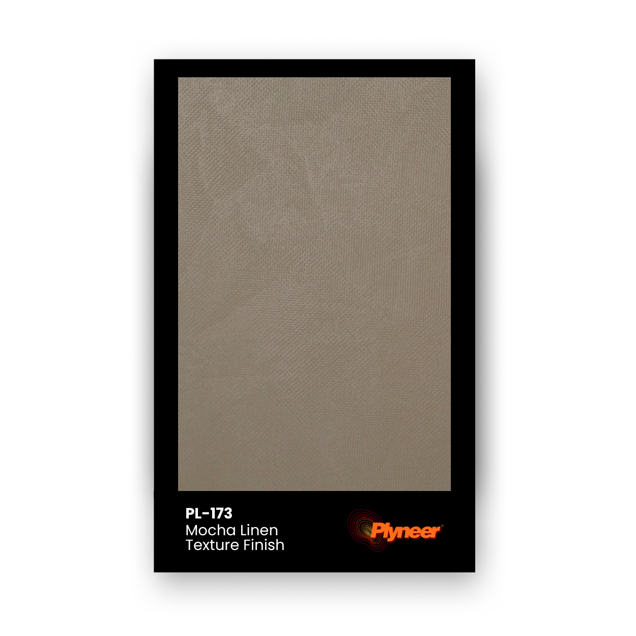 PL-173 Mocha Linen laminate with warm brown fabric texture and matte finish by Plyneer.