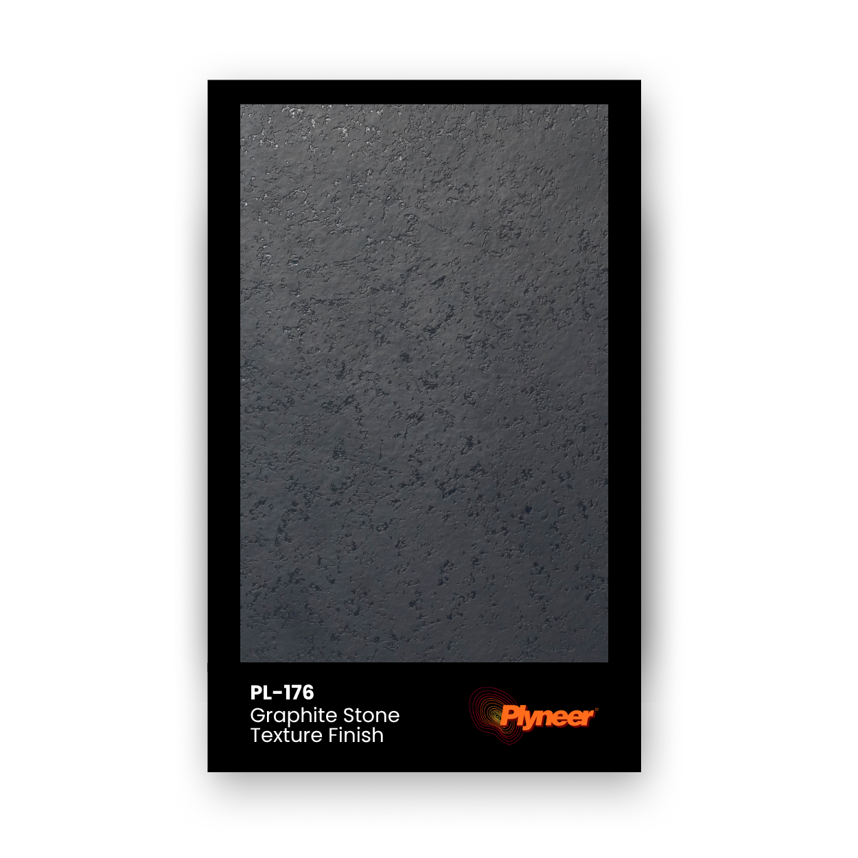 PL-176 Graphite Stone laminate with dark grey textured stone surface finish by Plyneer.