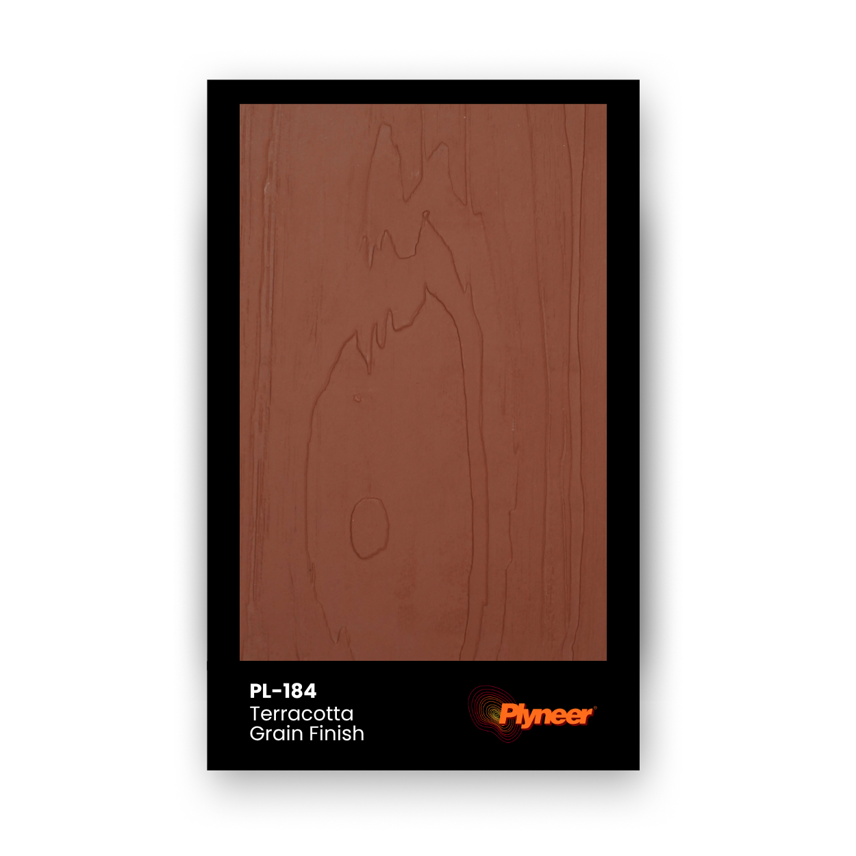 PL-184 Terracotta Grain laminate with rich reddish-brown wood-grain matte texture by Plyneer.