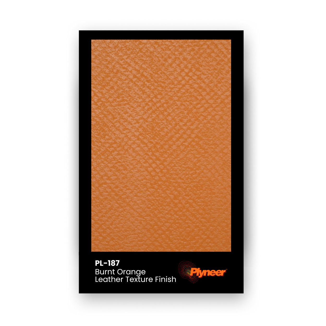PL-187 Burnt Orange Leather Texture laminate with matte orange finish and natural leather-like texture by Plyneer.
