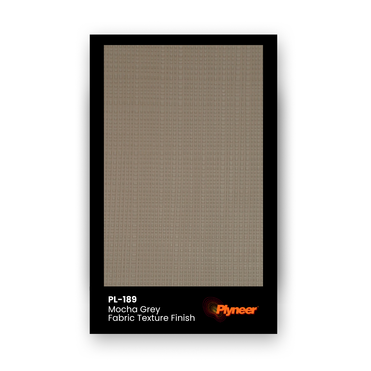 PL-189 Mocha Grey Fabric Texture laminate with matte finish and subtle woven textile design by Plyneer.