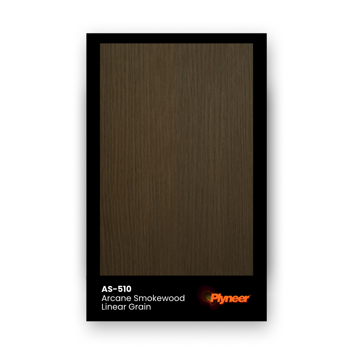 Plyneer AS-510 smokewood laminate with fine vertical linear-grain texture in rich taupe brown.
