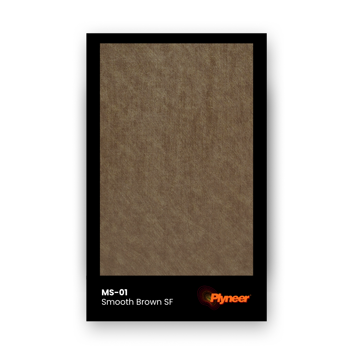 Plyneer WV-112 brown fabric finish laminate sample showing textured matte surface on display board.