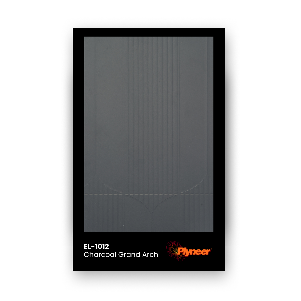 Plyneer EL-1012 charcoal laminate with embossed arch and vertical groove texture from Elite Lite series.