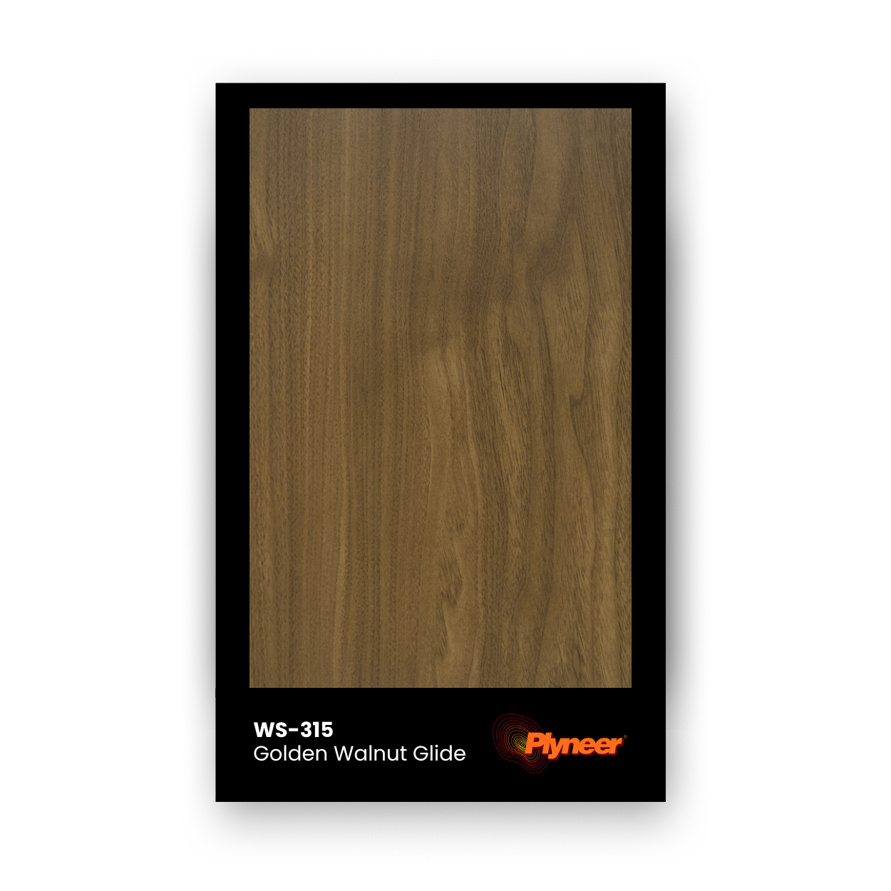 Plyneer WS-315 golden walnut laminate with natural flowing woodgrain texture.