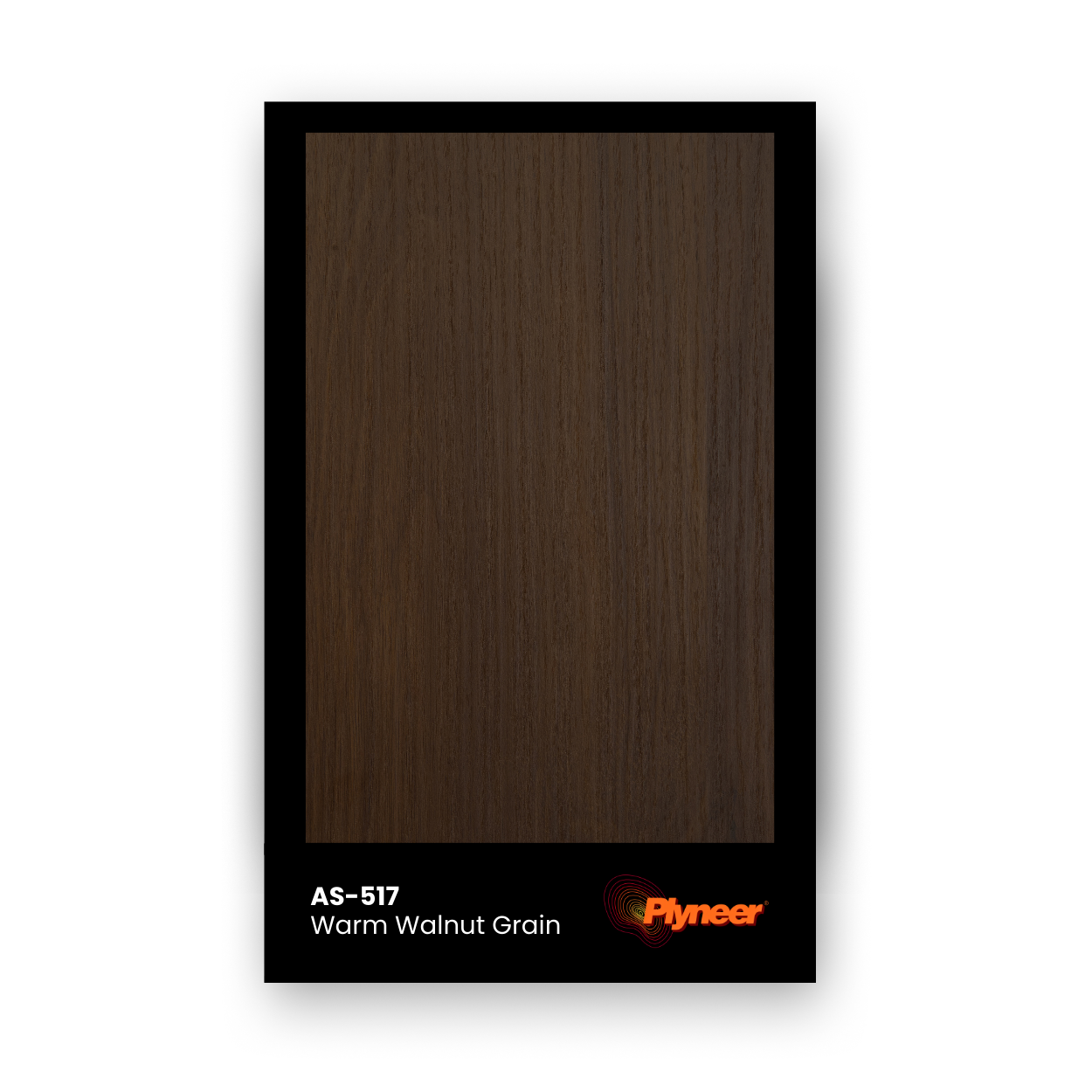 AS-517 warm walnut laminate with smooth wood grain texture and matte finish by Plyneer.
