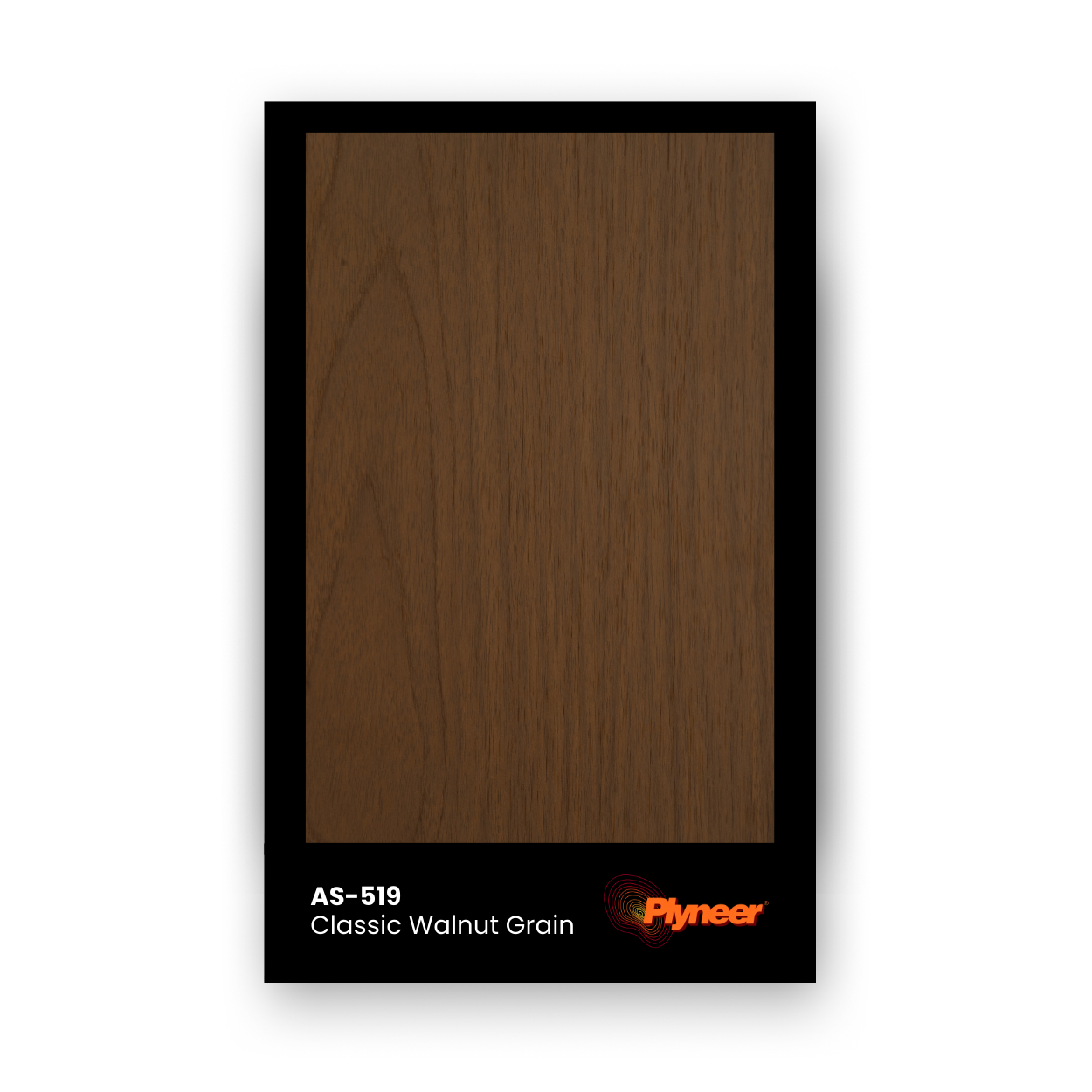AS-519 Classic Walnut laminate with warm brown wood grain texture and matte finish by Plyneer.