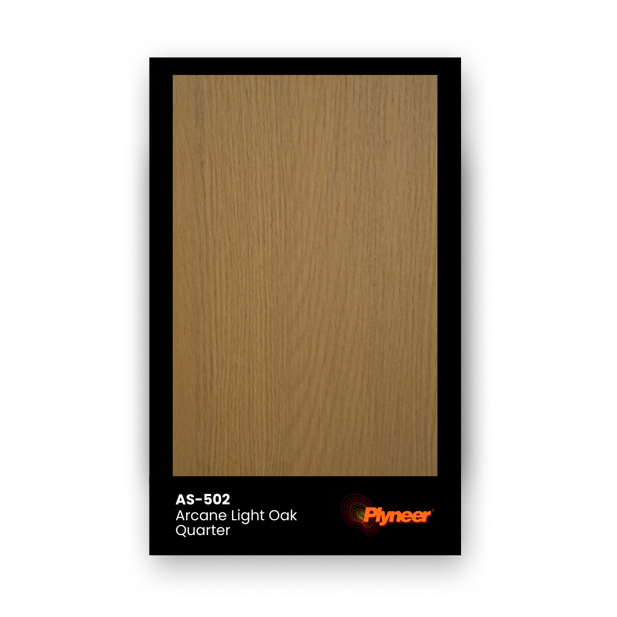 Plyneer AS-502 light oak quarter-cut laminate with fine straight grains in a warm beige tone.