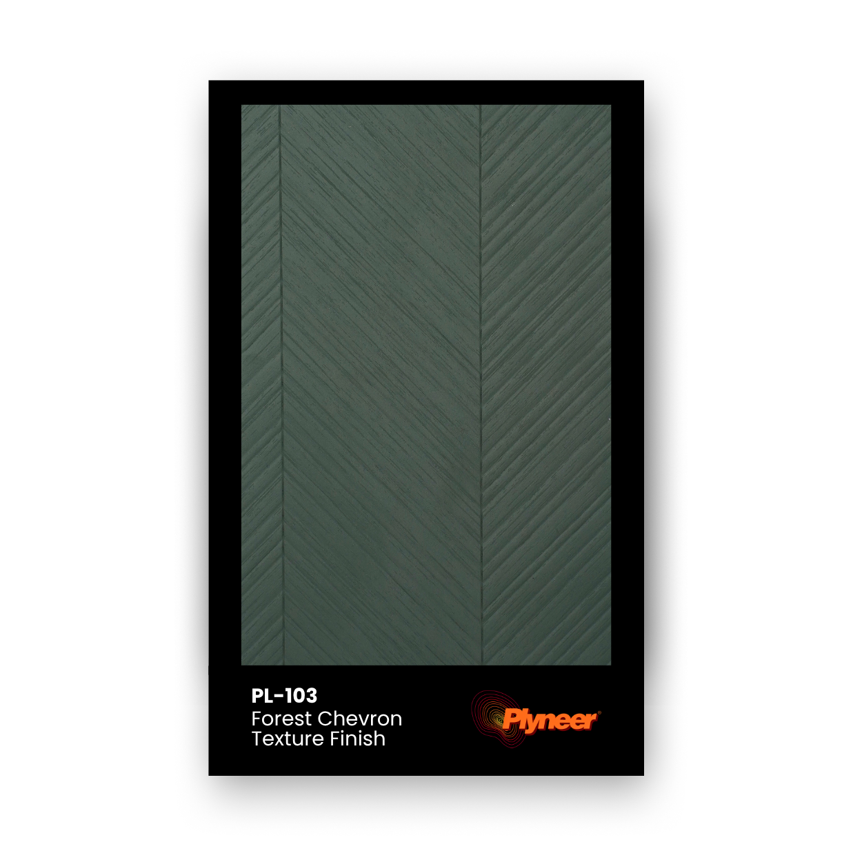 PL-103 forest green chevron textured finish laminate sample with matte surface by Plyneer.