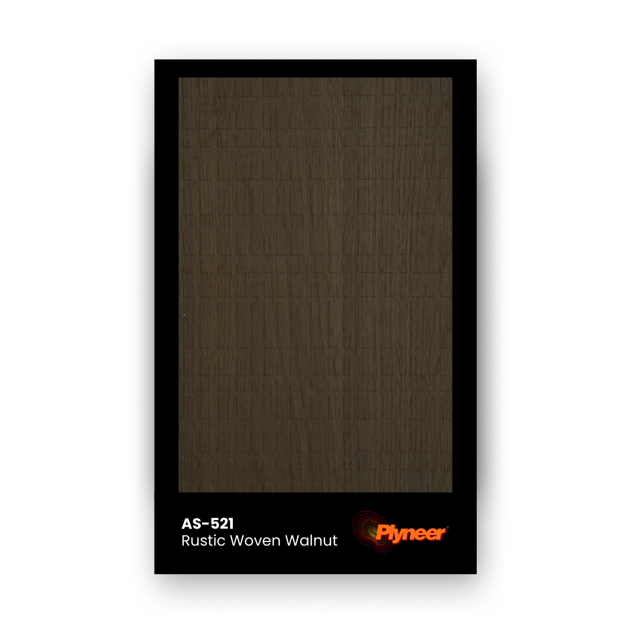 AS-521 walnut laminate with matte woven-grain texture and rustic brown finish by Plyneer.