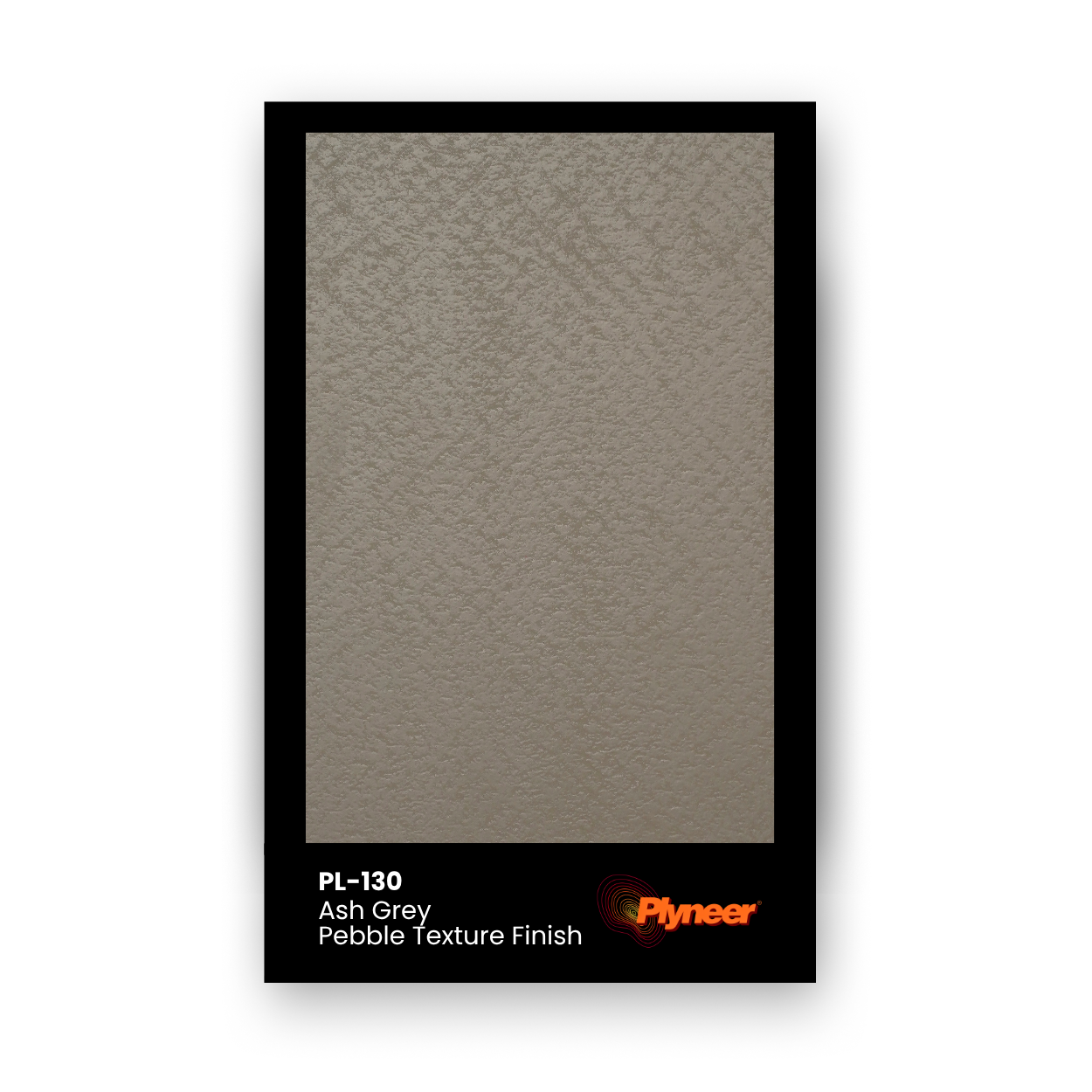 PL-130 ash grey laminate with pebble texture and matte finish by Plyneer.