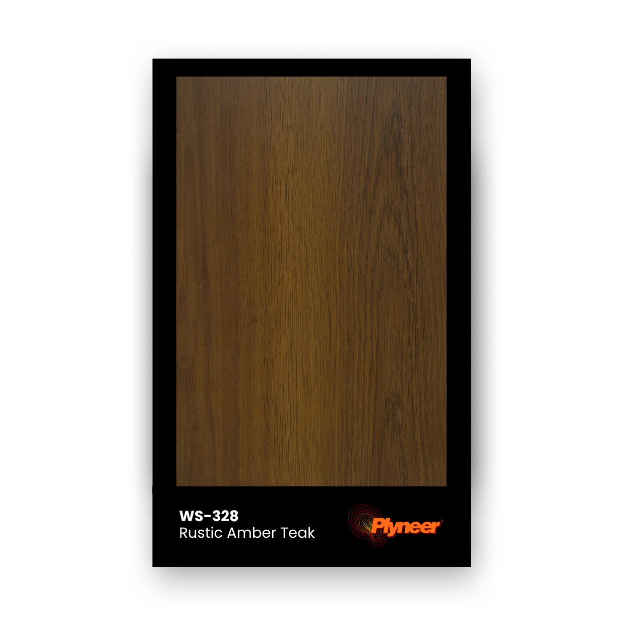 Plyneer WS-328 amber teak laminate with natural grains and smooth matte wood texture.