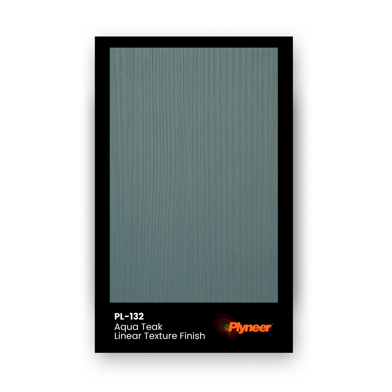 PL-132 Aqua Teak blue laminate with subtle vertical woodgrain texture and matte finish by Plyneer.
