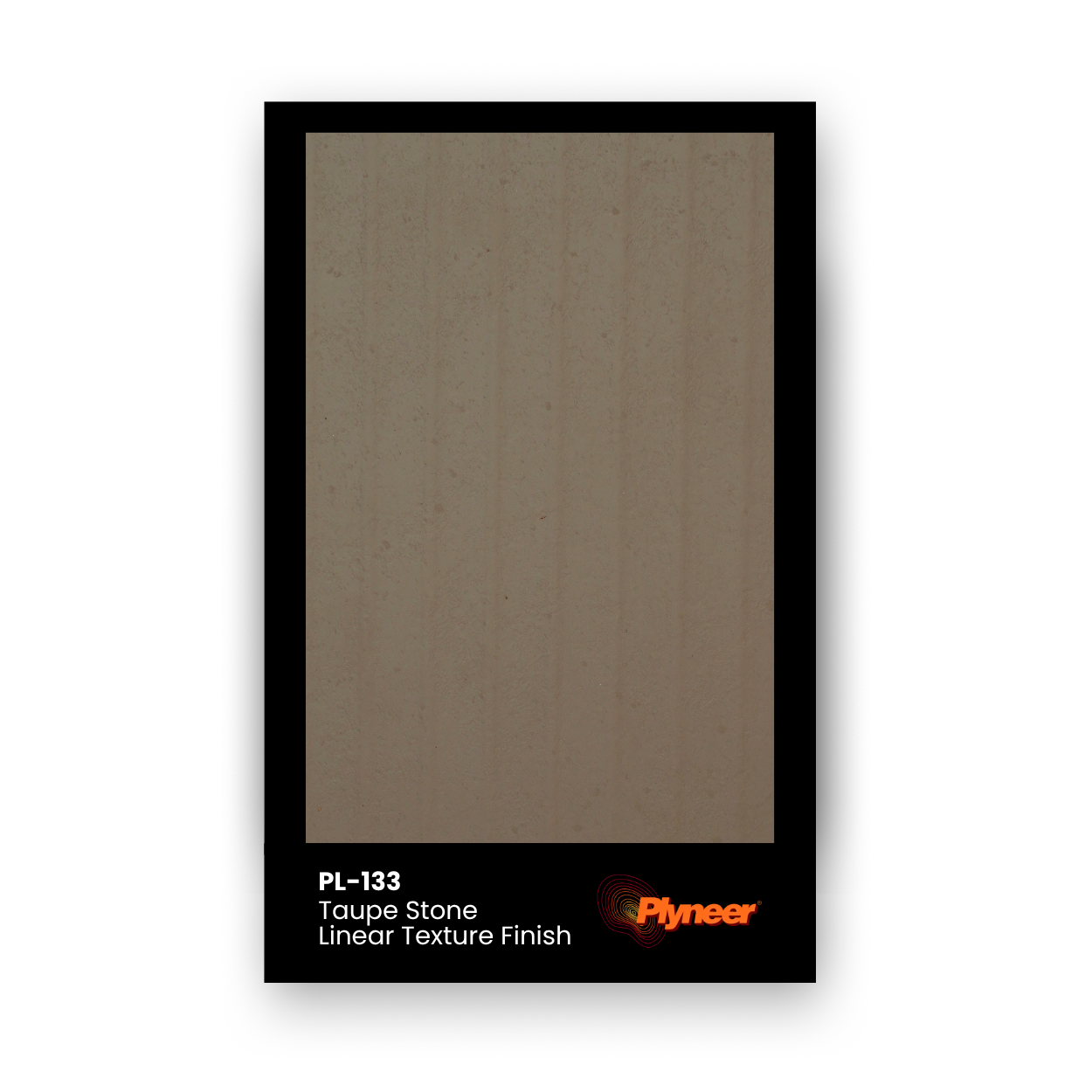 PL-133 Taupe Stone laminate with vertical linear stone texture and matte taupe finish by Plyneer.