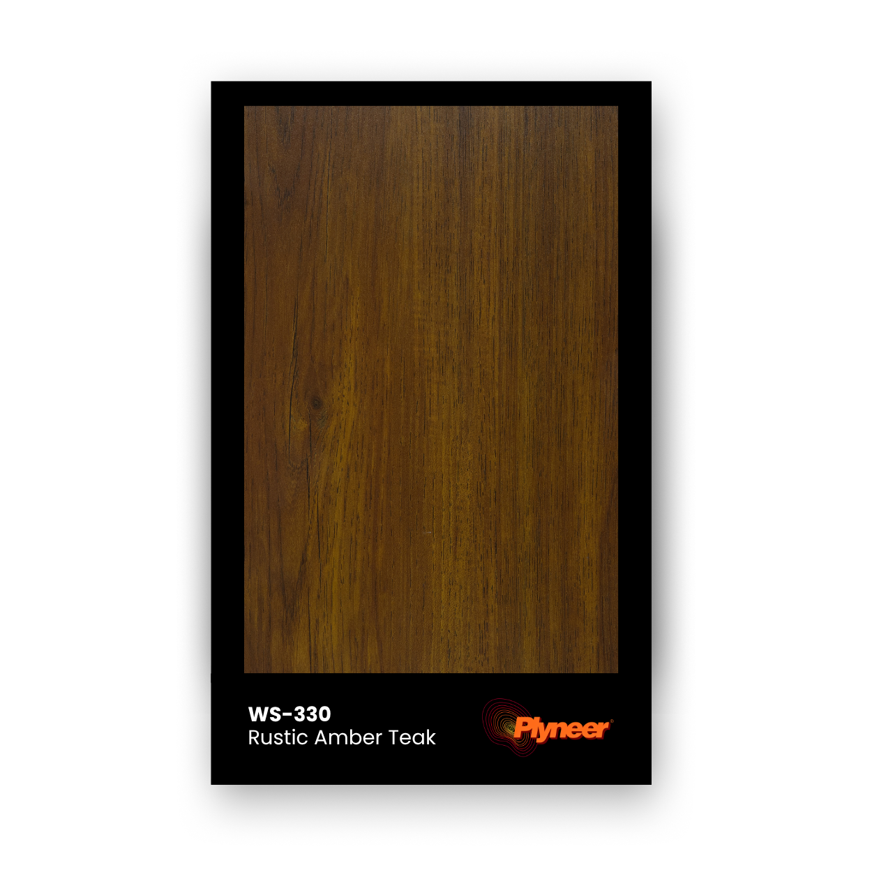 Plyneer WS-330 amber teak laminate with natural wood grains and matte finish.