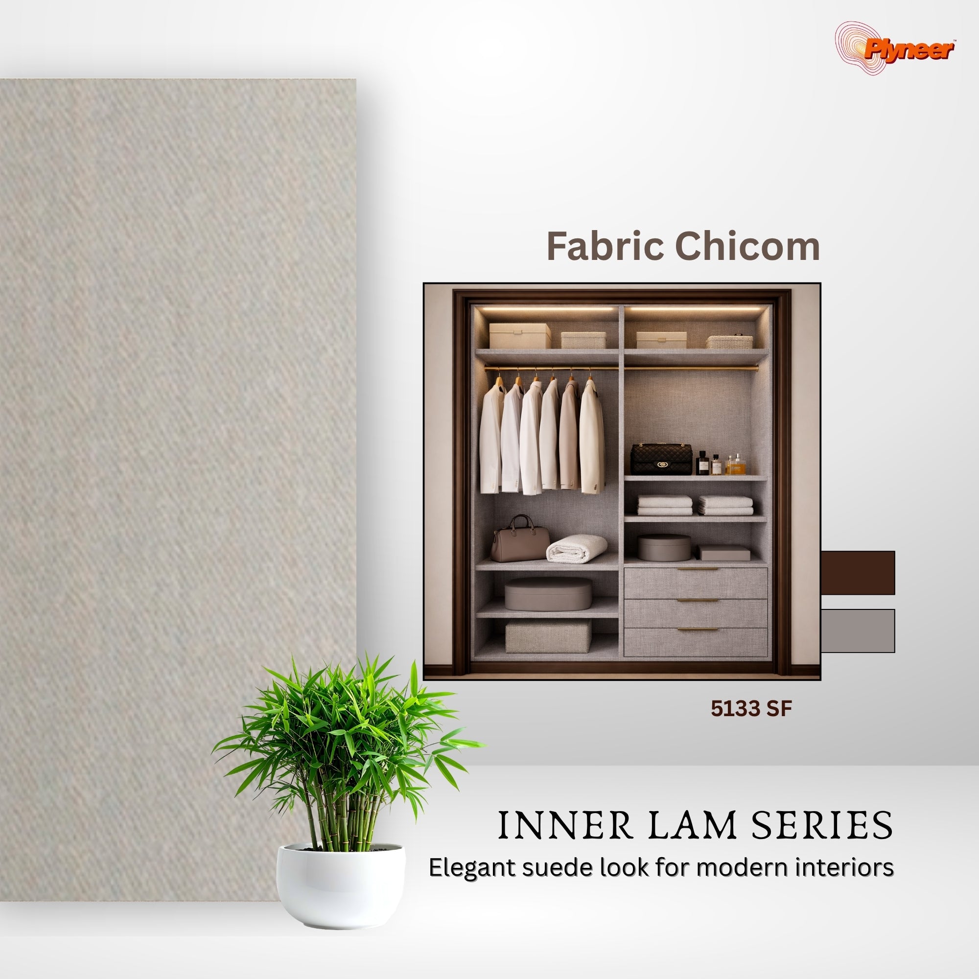 Plyneer Fabric Laminate 5133 SF Silver Frost – Sleek & Durable Finish