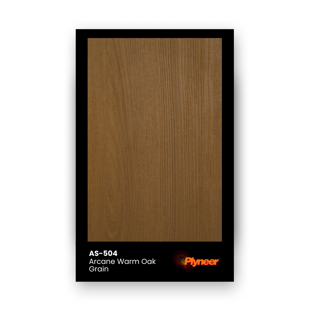 Plyneer AS-504 warm oak wood grain laminate with natural straight texture.