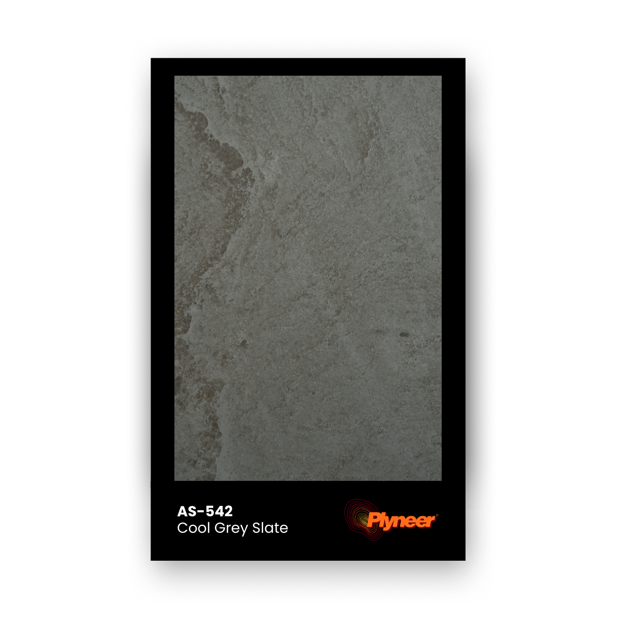 AS-542 cool grey slate textured laminate with subtle mineral stone pattern.