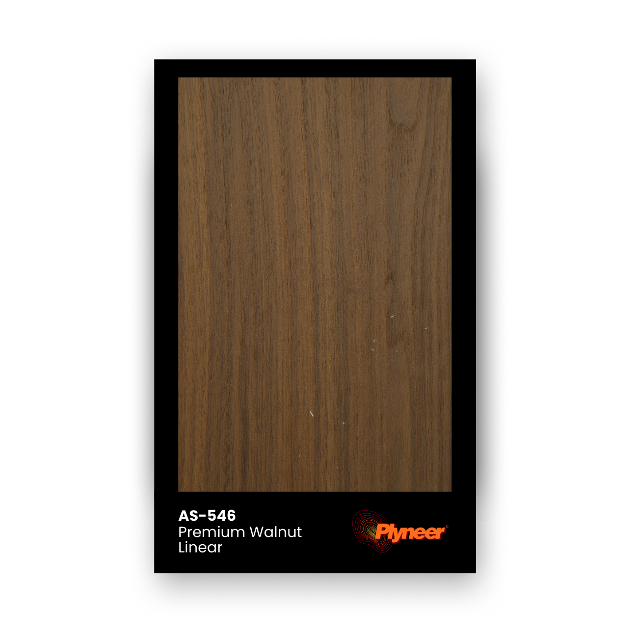AS-546 walnut laminate with warm brown tone and vertical linear wood grains.